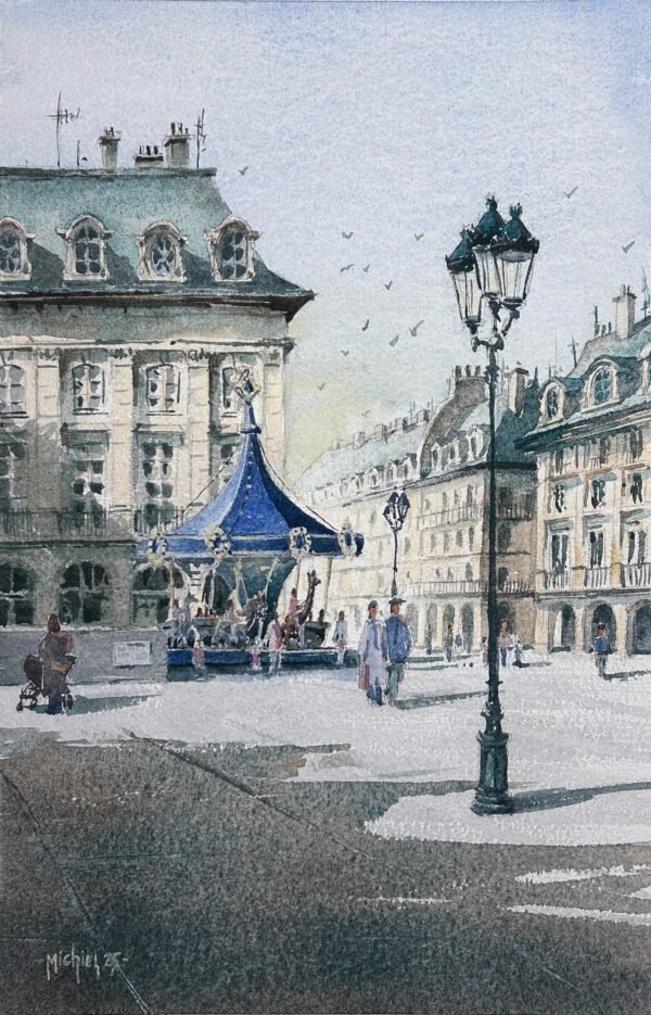 Watercolor of Place Vendôme in Paris