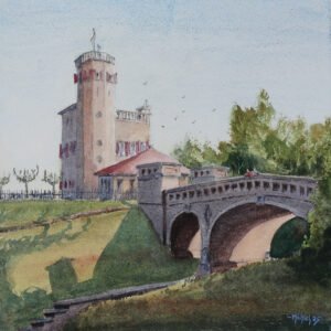 Watercolor by Michiel Geurts of the Belvédère in Nijmegen