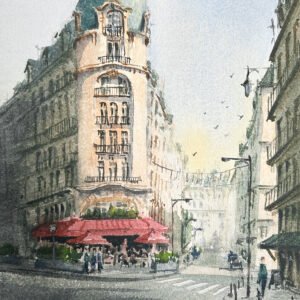 Watercolor of Charivari at Boulevard Raspail