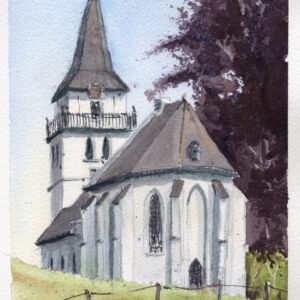 Watercolor of the White Church of Slijk-Ewijk